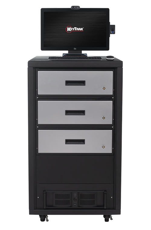 KeyTrak non-auto 3 short drawer cabinet system with touch monitor