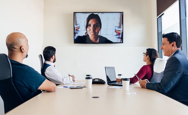 Group of businesspeople in video conference