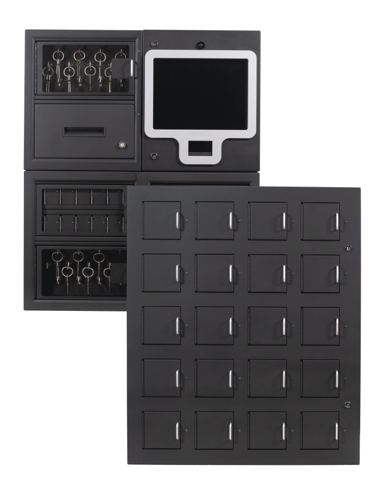 KeyTrak Guardian modular system with various size lockers