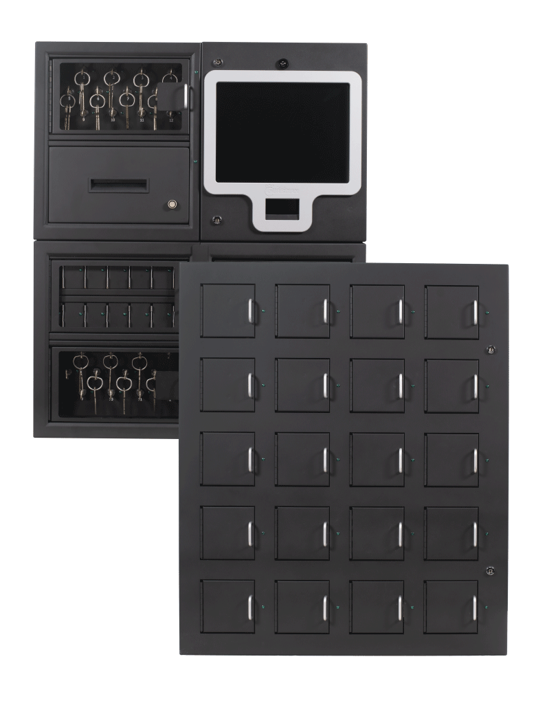 KeyTrak Guardian Edge modular system with various size lockers