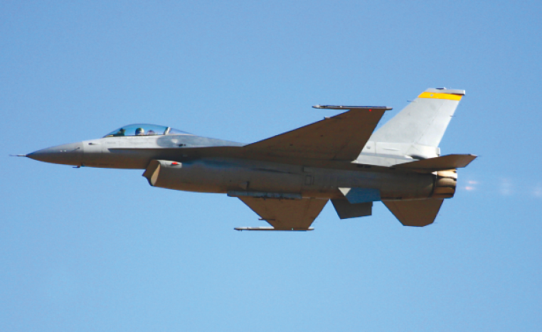 Jet flying through sky