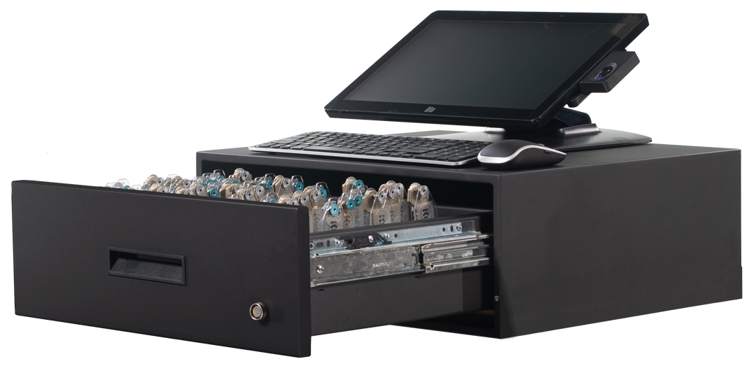 KeyTrak Edge Concierge with open mini drawer
