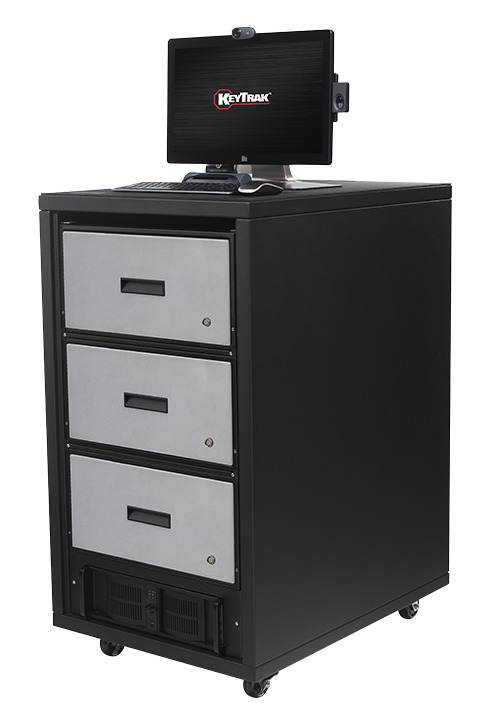 KeyTrak auto tall 3 drawer cabinet system with touch monitor