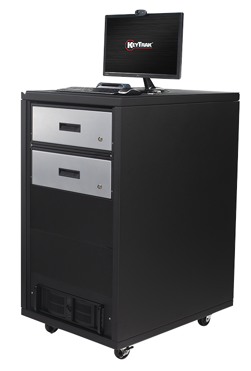KeyTrak non-auto 2 short drawer cabinet system with standard monitor