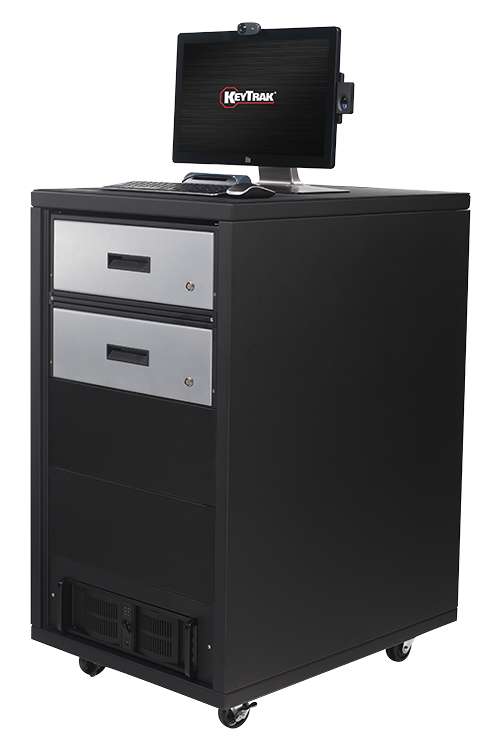 KeyTrak non-auto 2 short drawer cabinet system with touch monitor