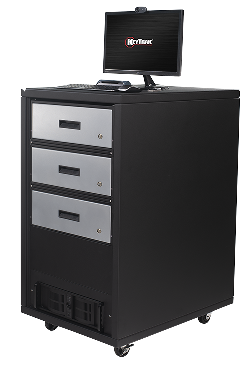 KeyTrak non-auto 3 short drawer cabinet system with standard monitor