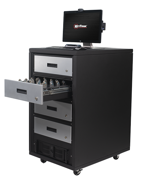 KeyTrak non auto 4 short drawer cabinet with touch monitor