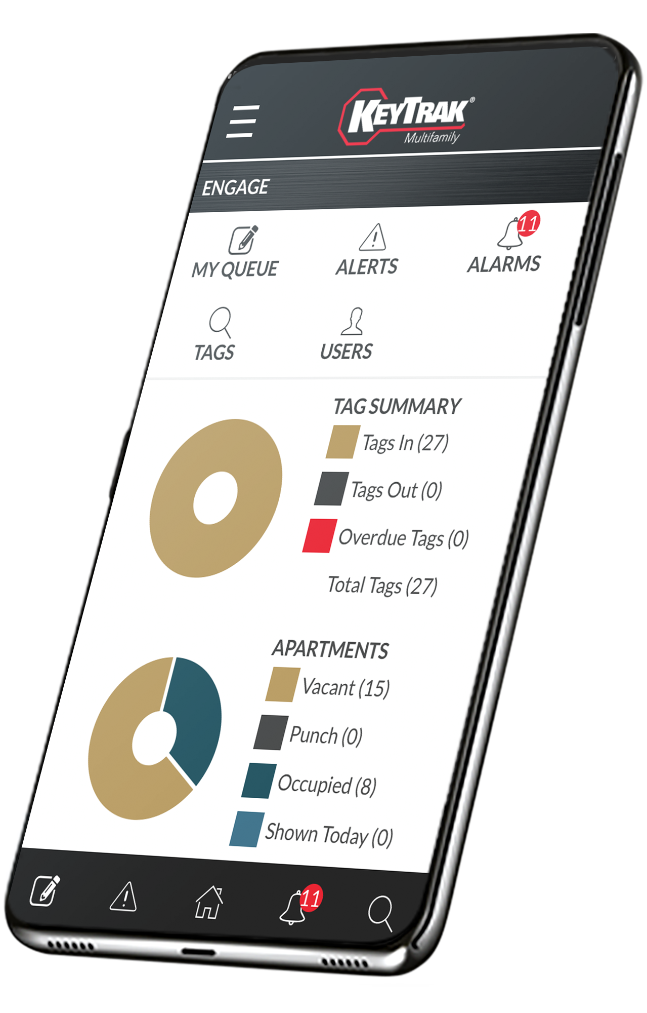 Smartphone showing KeyTrak Edge Multifamily mobile app