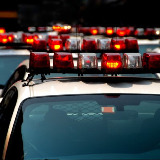 Row of police fleet cars