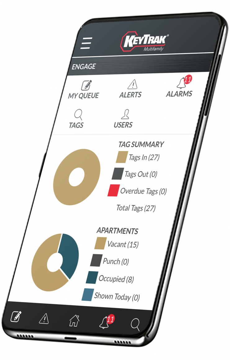 Smartphone showing KeyTrak Edge Multifamily mobile app